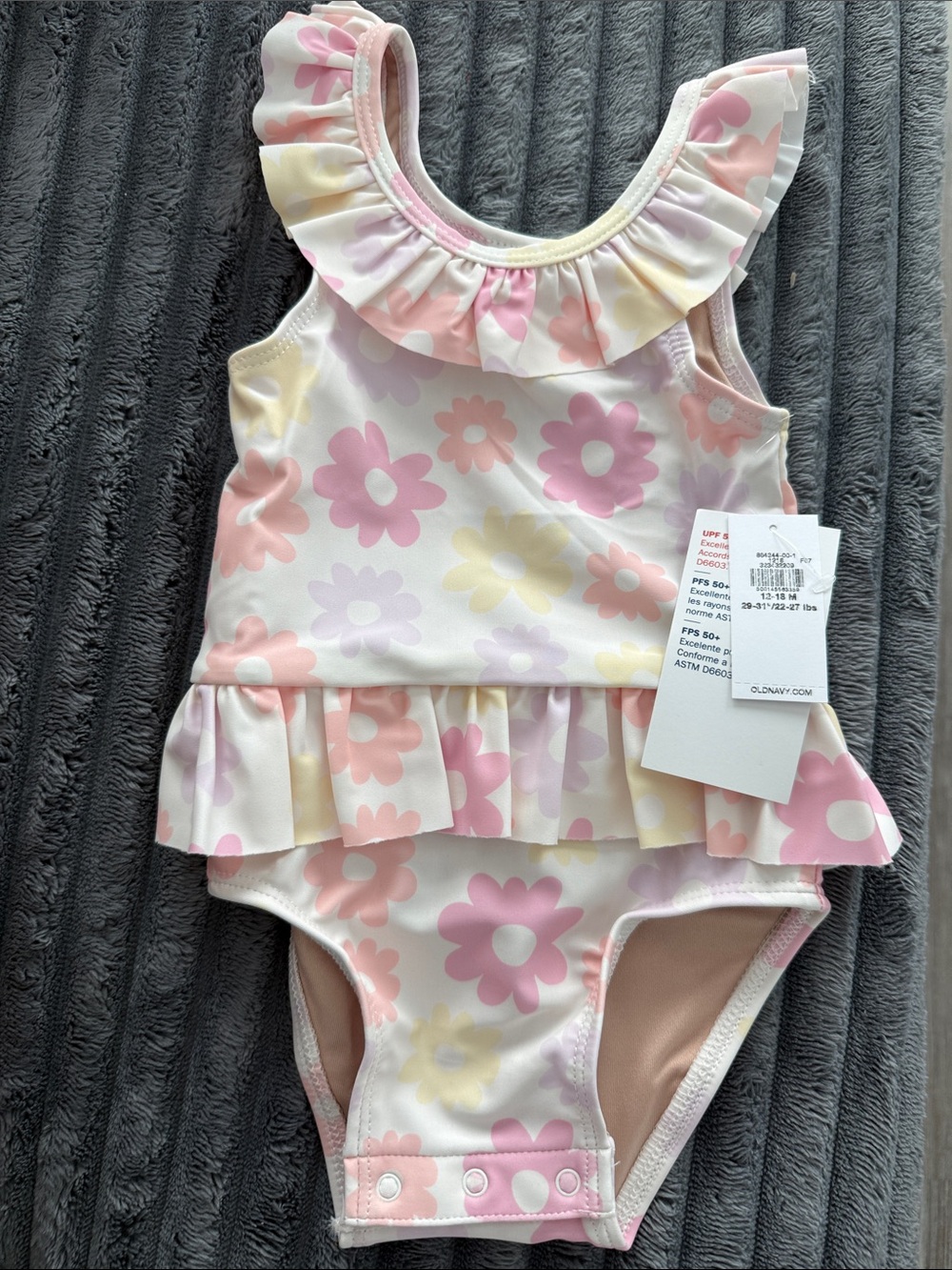 Toddler Floral Ruffle One-Piece Swimsuit - Pink Multi